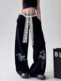 Y2K Vintage Butterfly Cool Lace Patchwork Sweatpants