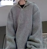 Y2K Cozy Knitted Half Zipper Hooded Knitwear Sweater