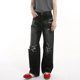High Quality Wornout Burr Straight Jeans