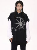 Rhinestone Graphic Print Hoodie