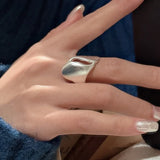 Wave Wide Irregular Matte Punk Ring