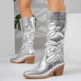 Chic Pointed Toe Heeled Cowboy Boots
