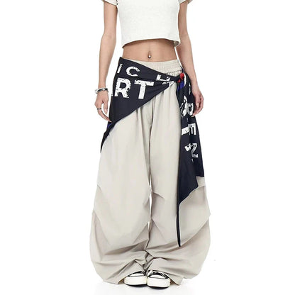 Cool High Waist Patchwork Wide Leg Pants