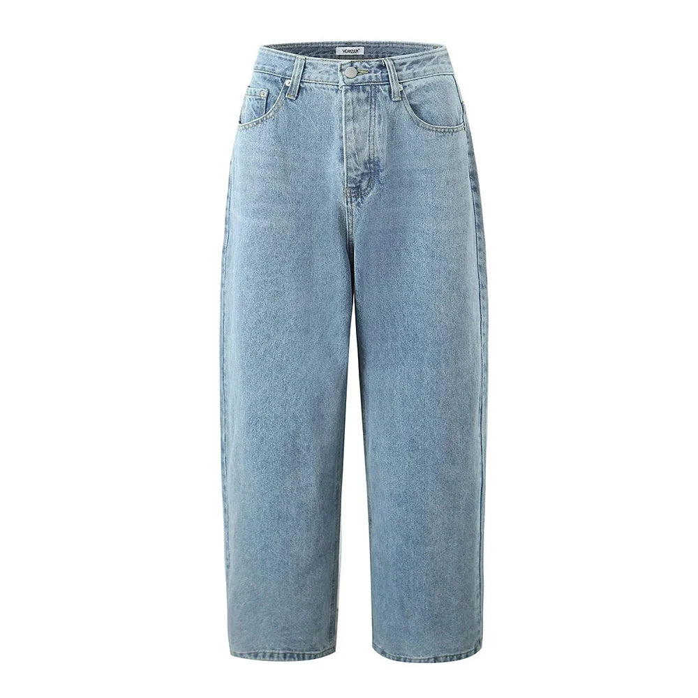 Long-lasting Patchwork Button Loose Jeans