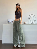 StreCool etear High Quality Green Wide Leg Bggy Jeans