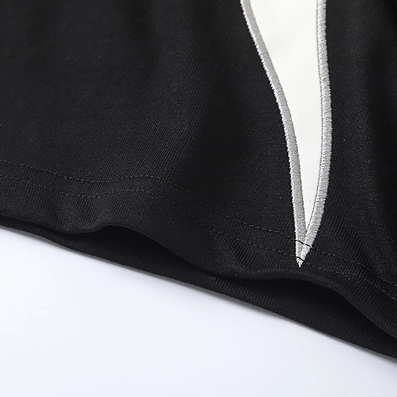 Flame Embroidered Patchwork T-Shirt