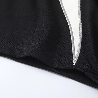 Flame Embroidered Patchwork T-Shirt