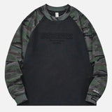 Vintage Camouflage Sleeve Loose Fit Sweatshirt