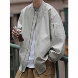 Oversized Solid Leather Motorcycle Jacket