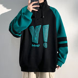 Contrast Color Patchwork Pullover Sweatshirt
