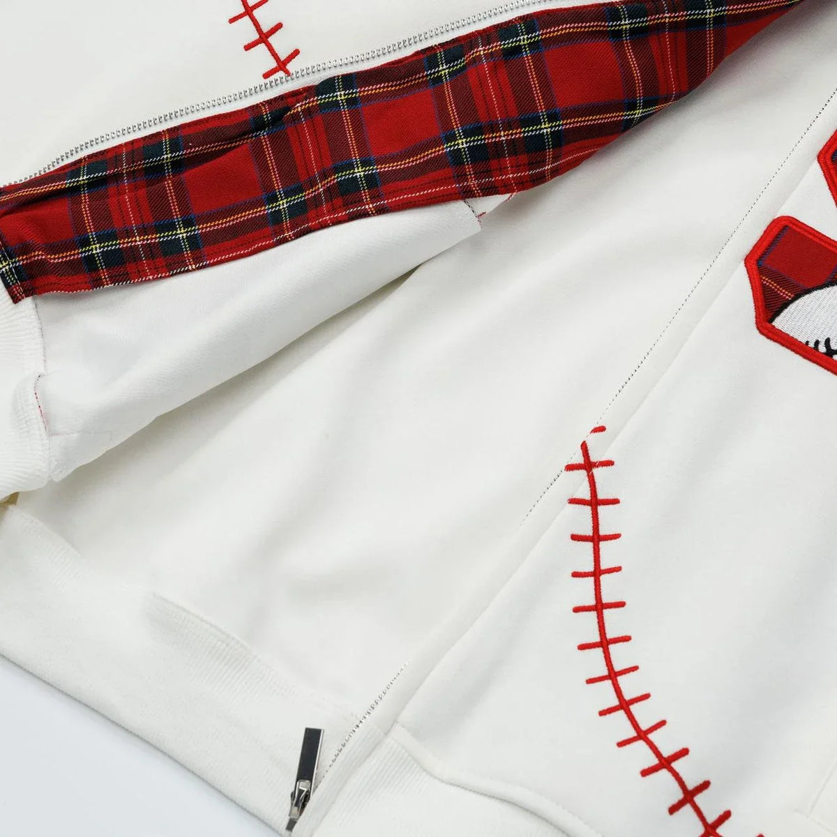 Y2K Insulated Zip Up Plaid Patchwork Sweatshirt