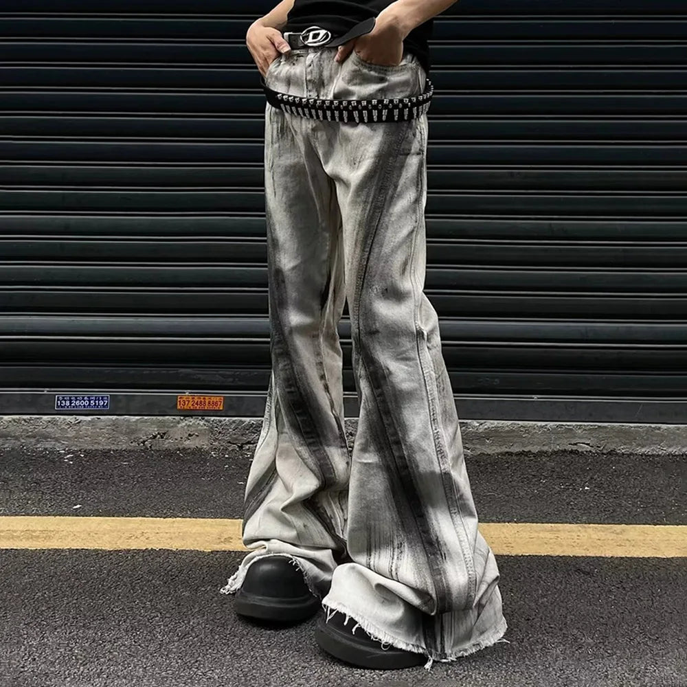 Colorful Gradient Flared Denim Jeans