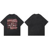 Y2K Streetwear Washed Black Graphic Eyes T-Shirt