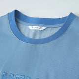 Minimalist Embroidered Loose Slim Colorblocked T-Shirt