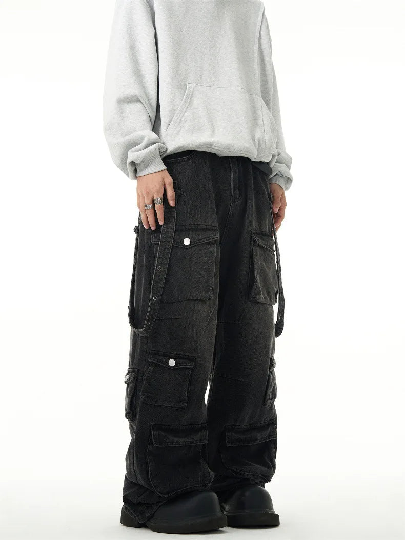 Advanced Streetwear Loose Fit Cargo Jeans