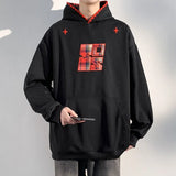 Plaid Splicing Oversized Fake Two Pieces Hoodie