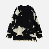 Gothic Trendy Ripped Star Hole Tattered Knit Sweater