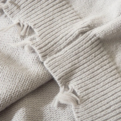 Y2K Distressed Smiley Knit Sweater