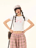 Y2k Woman's Bow Printed Crop Top
