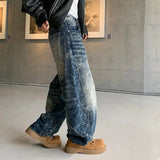 Electric Blue Graffiti Washed Scimitar Jeans