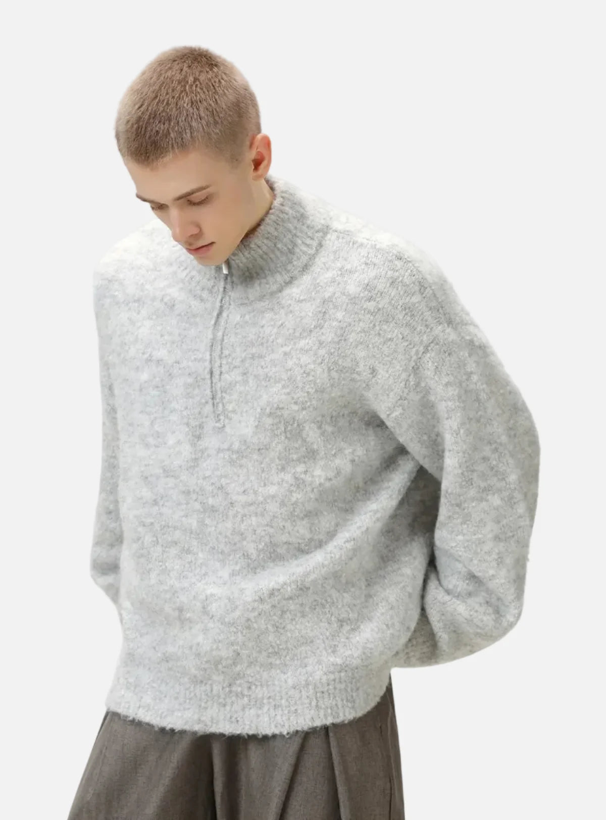Y2K Cozy Thickened Half Zip Knitted Sweater