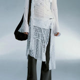Vintage Lace Irregular White Skirt
