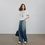 Chic Blue Summer Wide Leg Denim Jeans