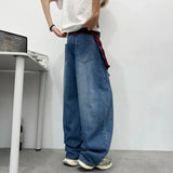 Retro Cool Plaid Printed Loose Denim Jeans