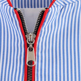 Breathable Striped Love Patch Zipper Shirt