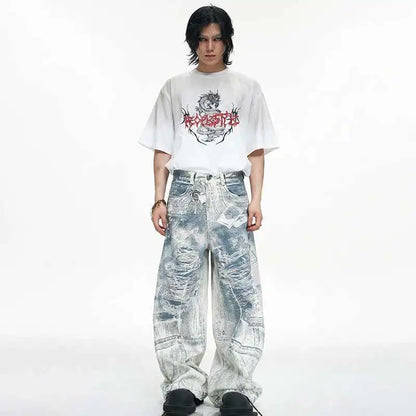 Luxury Vintage 3D Printed Designer Jeans