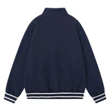 Casual Loose Letter Half Zipper Embroidery Sweatshirt
