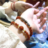 Vibrant Red Agate Double Circle Bracelet