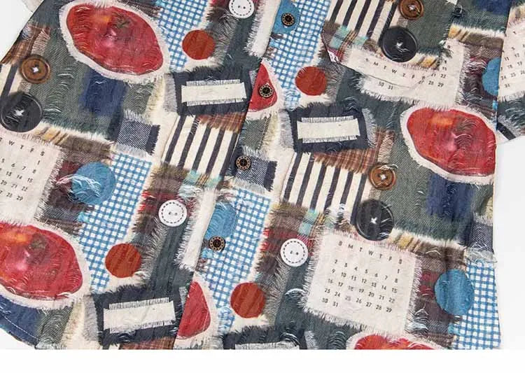 Graphic Patchwork Short Sleeve Shirt