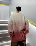 Streetwear Gradient Round Neck Warm Knitted Sweater