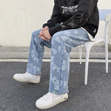 Letter Pattern Light Wash Jeans