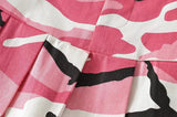 Pleated Camouflage Mini Skirt