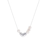Women Cool Chic Silver Heart Pearl Necklace