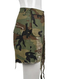 Camouflage Straight Denim Shorts