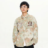 Trendy Gothic Daisy Print Varsity Jacket