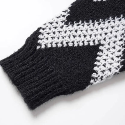 Streetwear Diamond Argyle Striped Knitted Sweater