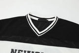Breathable Patchwork Mesh V-Neck Collar Jersey T-Shirt