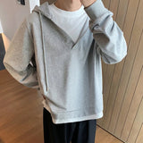 Loose Solid Color V-neck Hoodie