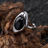 Punk Geometric Black Stone Finger Ring
