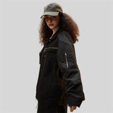 Long Zip-up Denim Jacket