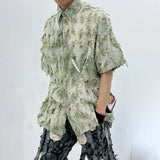 Summer Patchwork Tassel Short Sleeve Shirt