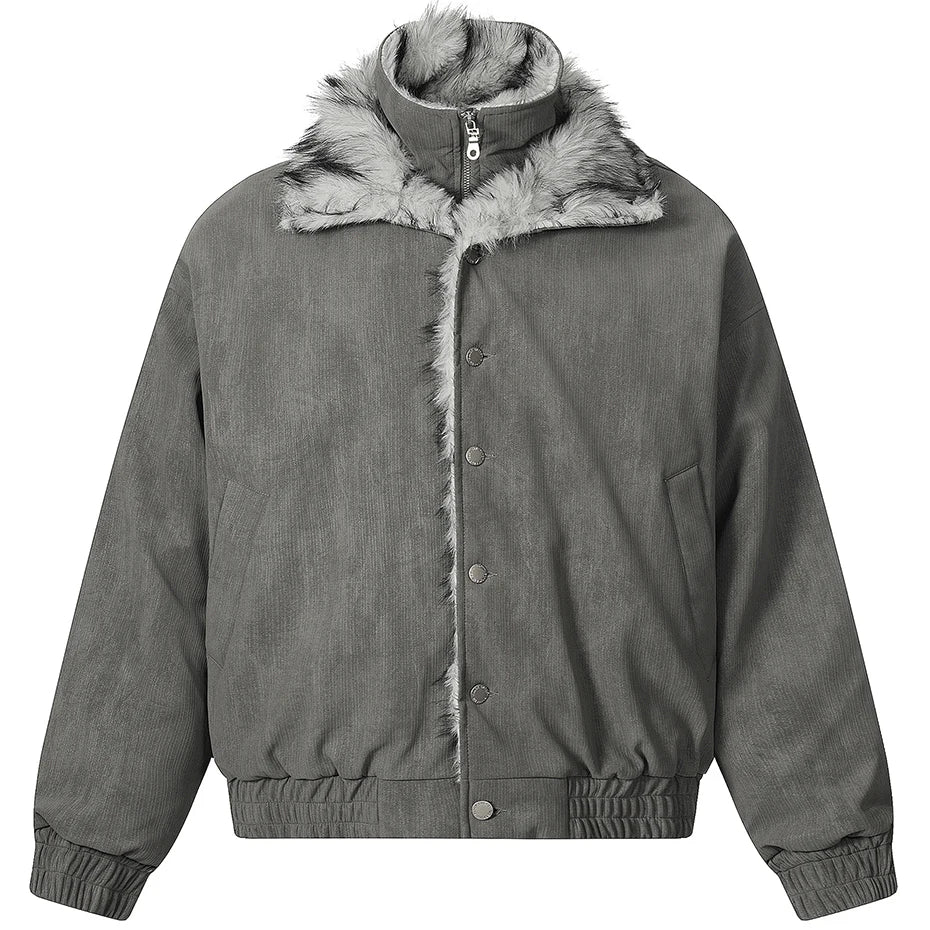 Streetwear Winter Vintage Fur Thicken Parkas Jacket