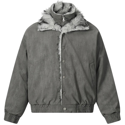Streetwear Winter Vintage Fur Thicken Parkas Jacket