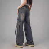 Vintage Cool Distressed Loose Fit Cargo Jeans