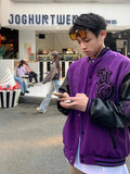 Retro Hip Hop Eagle Pattern Varsity Leather Jacket