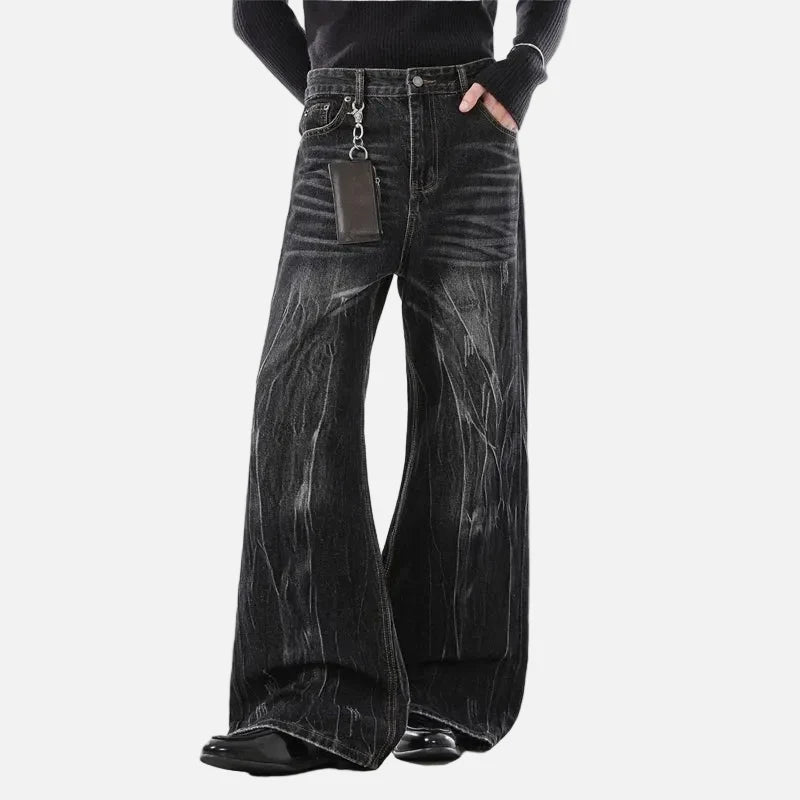 Streetwear Lightning Pattern Vintage Wide Leg Jeans